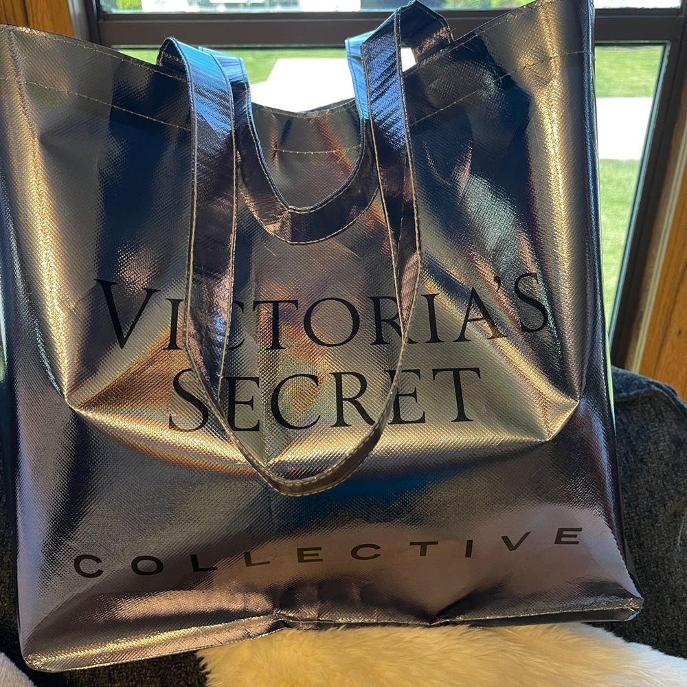 PINK/VICTORIA SECRET Collective Tote Bag In Holographic Blue - Picture 2 of 12